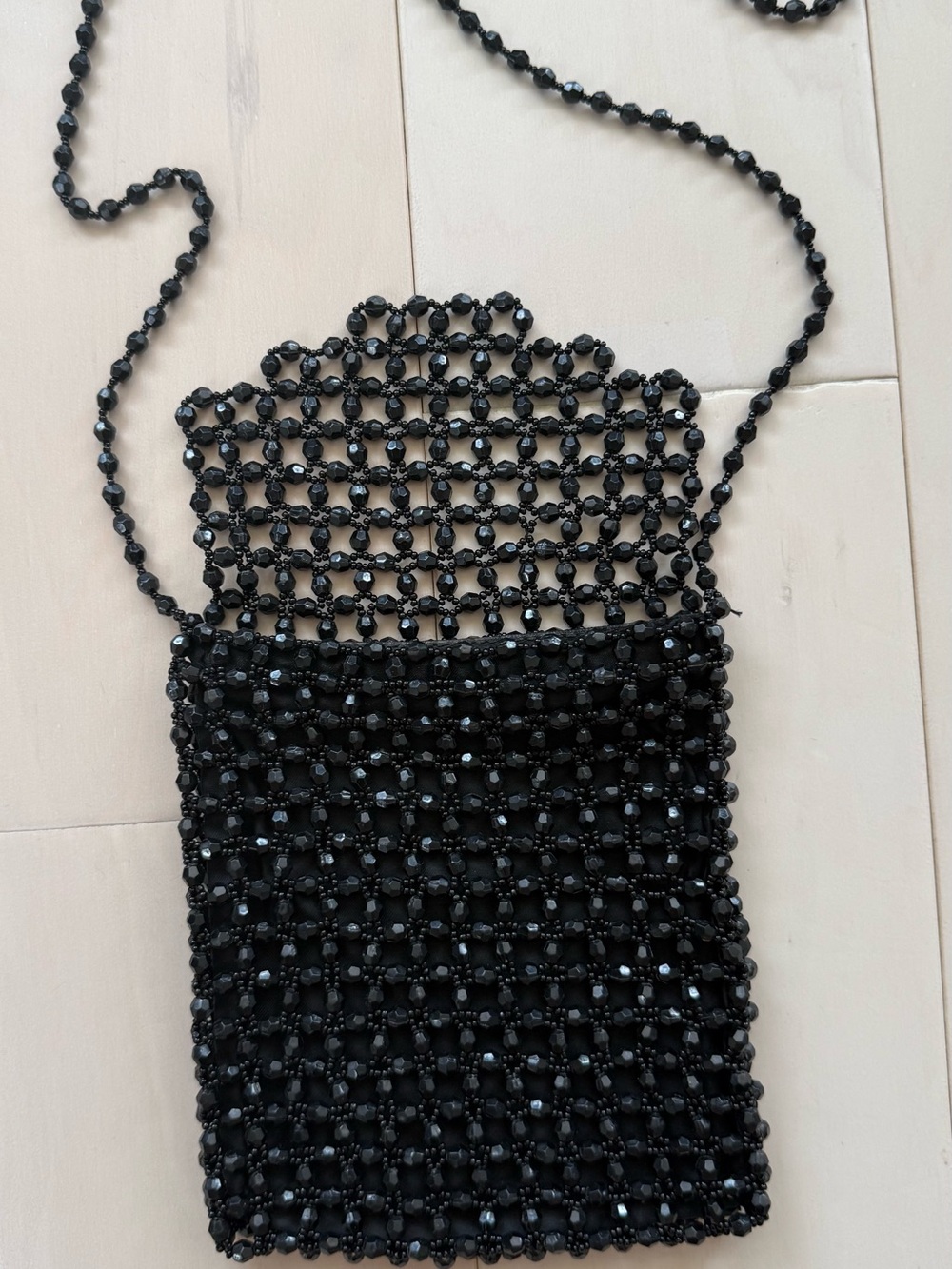 Beaded Black Evening Crossbody Bag with Zipper - Picture 4 of 4